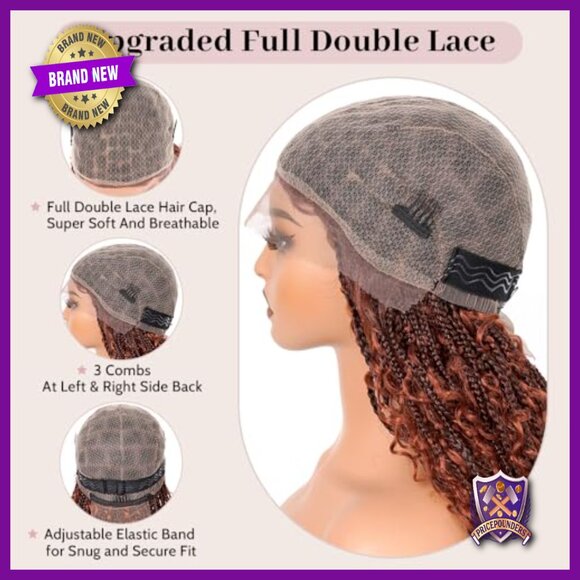 Glueless Full Lace Human Hair Blended Braided Wig Lightweight 30 Inch main image 4